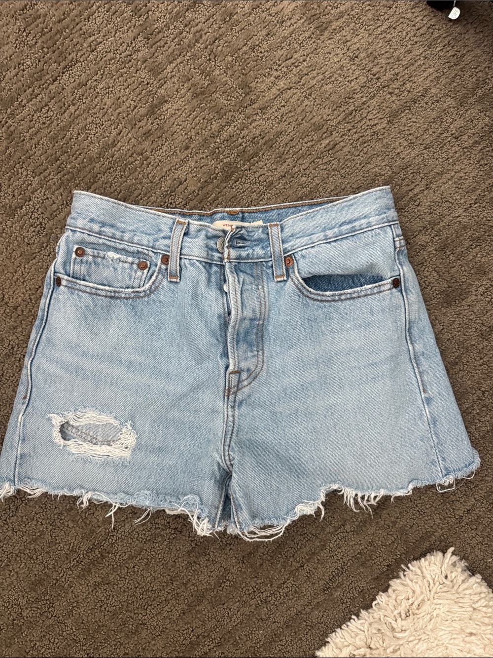 Levi's Light Wash Distressed Denim Shorts